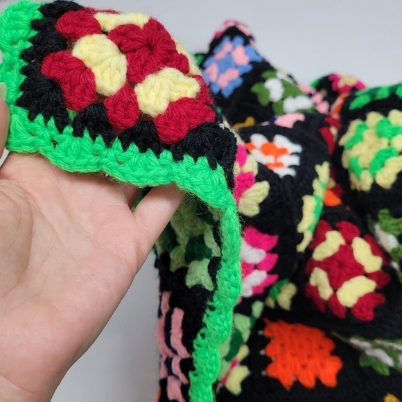 Vintage Handmade Crochet Granny Square Afghan Throw Blanket 50by39 - Picture 11 of 12